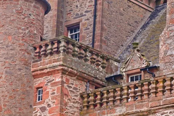 Red sandstone walls of Thirlestane Castle